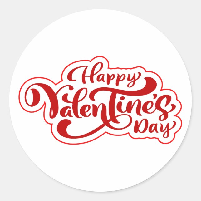 Sticker Rond Jolie typographie Heureuse Sainte-Valentin (Devant)