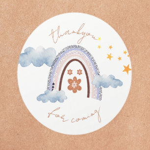 Sticker Rond Jolies Étoiles de Arc-en-Ciel Pastel Merci