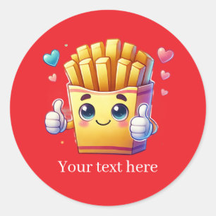 Sticker Rond Jolies frites françaises de entreprise personnalis
