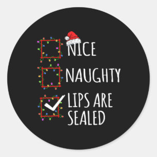 Sticker Rond Jolies Lèvres Naughty Sont Scellées Liste De Noël