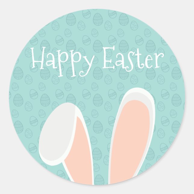 Sticker Rond Jolies oreilles de lapin de Pâques | Sceau à colle (Devant)