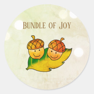 Sticker Rond Jolis bébés jumeaux Faisceau de Joie Chêne d'Autom