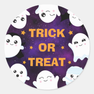 Sticker Rond Jolis fantômes d'Halloween Trick or Treat