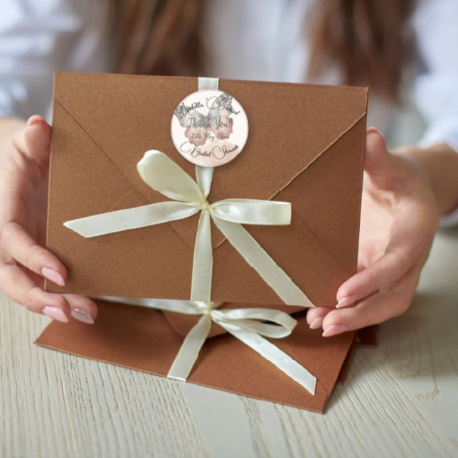 Sticker Rond Jolis Papillons Remerciements de Mariage (Créateur téléchargé)