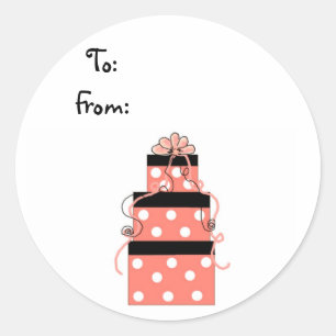 Sticker Rond Jolis paquets enveloppés en rose et marron