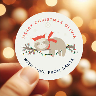 Sticker Rond Jolis paresseux 1er Noël enfants