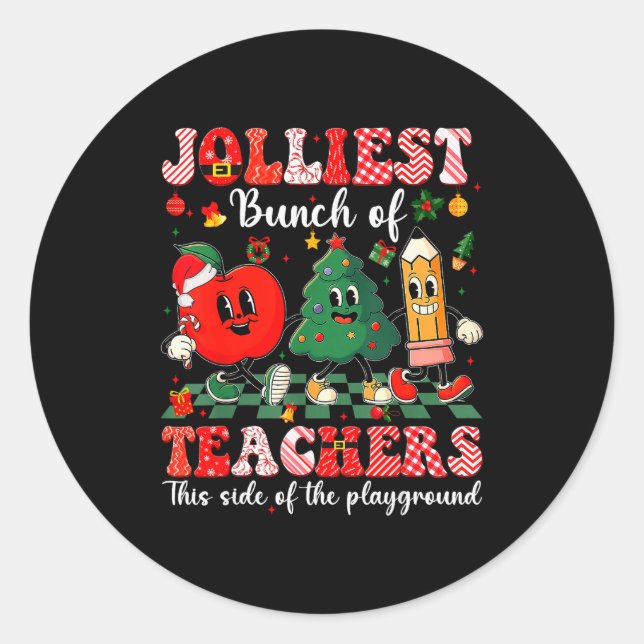 Sticker Rond Jolliest Bunch Of Teachers Christmas Xmas Teacher  (Devant)