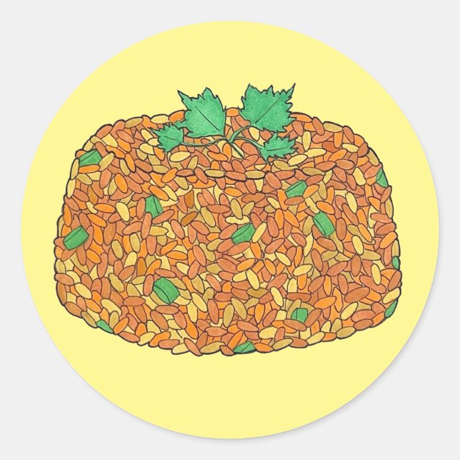 Sticker Rond Jollof Rice Nigérian Ghanaian West African Food (Devant)