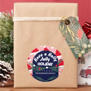 Sticker Rond Jolly Fête Noël Santa Hat