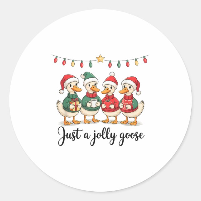 Sticker Rond Jolly Goose Christmas Holiday (Devant)
