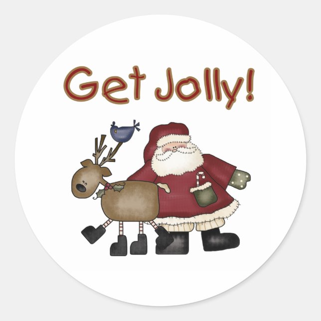 Sticker Rond Jolly Père Noël et Reindeer (Devant)