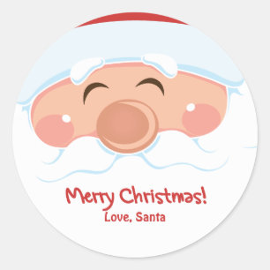 Sticker Rond Jolly Père Noël Face cadeau de vacances