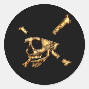 Sticker Rond Jolly roger #1 brûlé