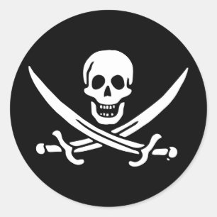 Sticker Rond Jolly roger drapeau de pirate
