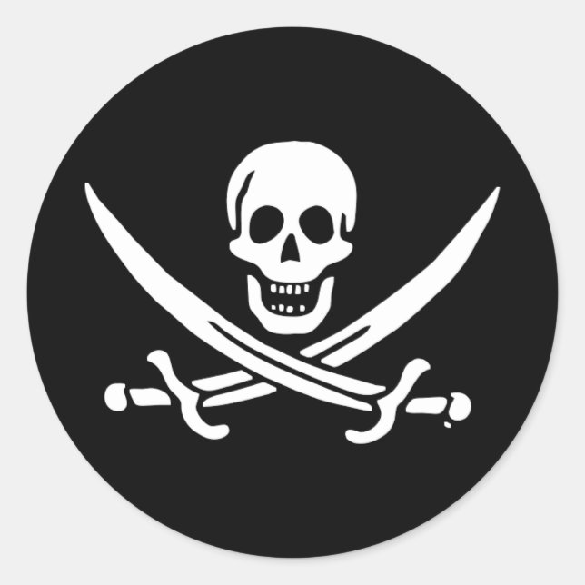 Sticker Rond Jolly roger drapeau de pirate (Devant)