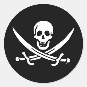Sticker Rond Jolly roger drapeau de pirate