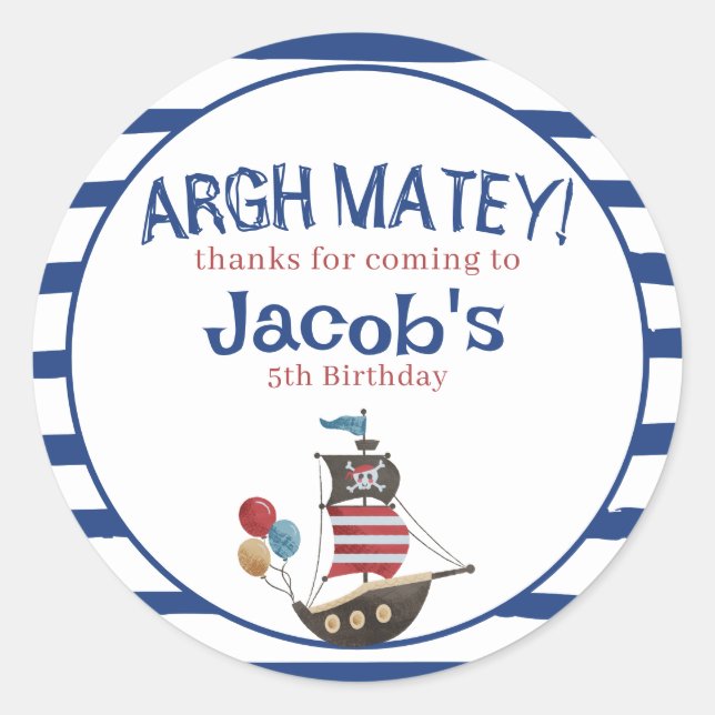 Sticker Rond Jolly roger Pirate Anniversaire Chambre d'hôte (Devant)