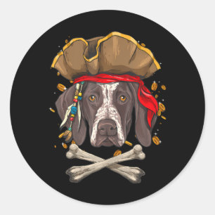 Sticker Rond Jolly roger pirate de chien pointé allemand