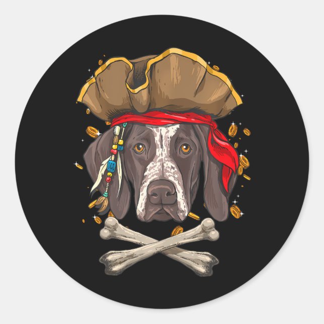 Sticker Rond Jolly roger pirate de chien pointé allemand (Devant)