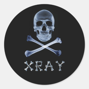 Sticker Rond Jolly roger RADIOLOGIE Drapeau XRAY PIRATE