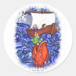 Sticker Rond Jonah et le Big Fish