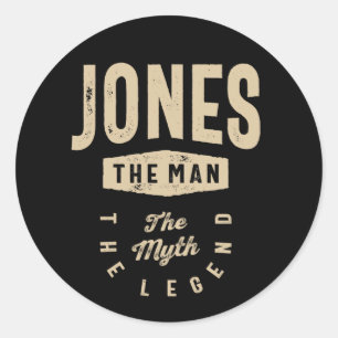 Sticker Rond Jones L'Homme Le Mythe La Légende
