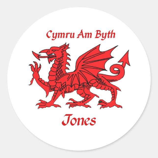 Sticker Rond Jones Welsh Dragon (Devant)