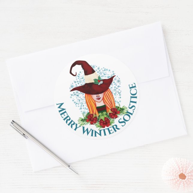 Sticker Rond Jory Winter Solstice Cosy Holiday WitCasquette (Enveloppe)