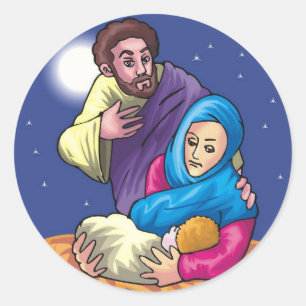 Sticker Rond Joseph Mary Bébé Jésus