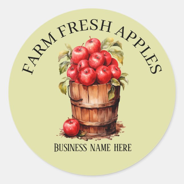 Sticker Rond Jote ferme pommes fraîches ajouter du texte (Devant)