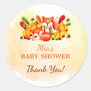 Sticker Rond Jote Fox Automne Baby shower Automne Classic Round