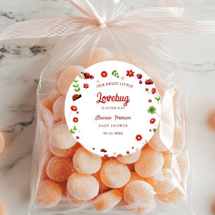 Sticker Rond Jote Garden petit baby shower de coccinelle Invita