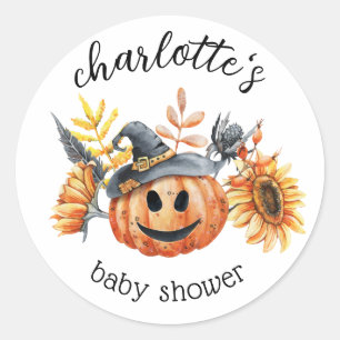 Sticker Rond Jote Halloween Automne Automne Citrouille Baby sho