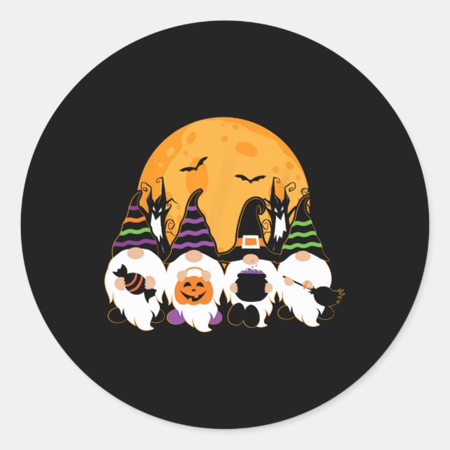 Sticker Rond Jote Halloween Gnome Éffrayant Gardening Trick Ou  (Devant)
