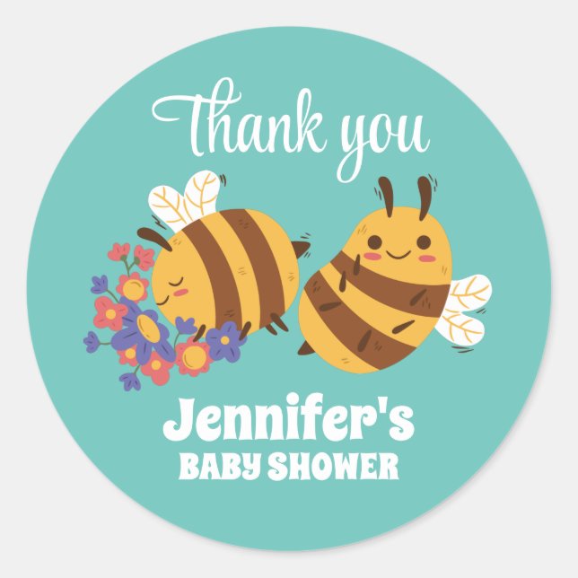 Sticker Rond Jote Miel Bee Anniversaire Baby shower (Devant)