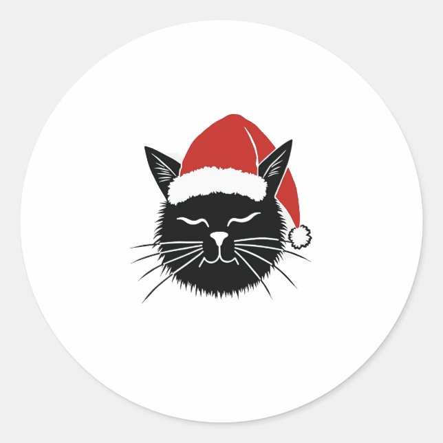 Sticker Rond Jote Père Noël Amoureux des chats Noël Hommes Femm (Devant)