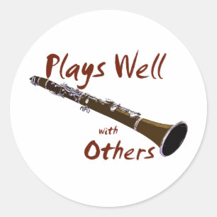 Sticker Rond Joue bien avec d'autres Clarinet