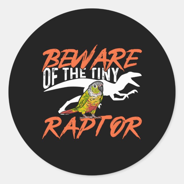 Sticker Rond Joue Verte Conure Attention Aux Petits Rapaces Ois (Devant)