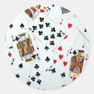 Sticker Rond Jouer à des jeux de cartes