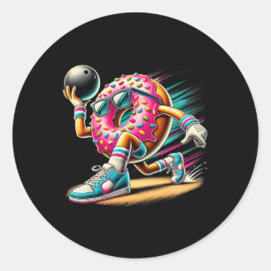 Sticker Rond Jouer À La Boule De Bowling Lecteur De Bowling À L