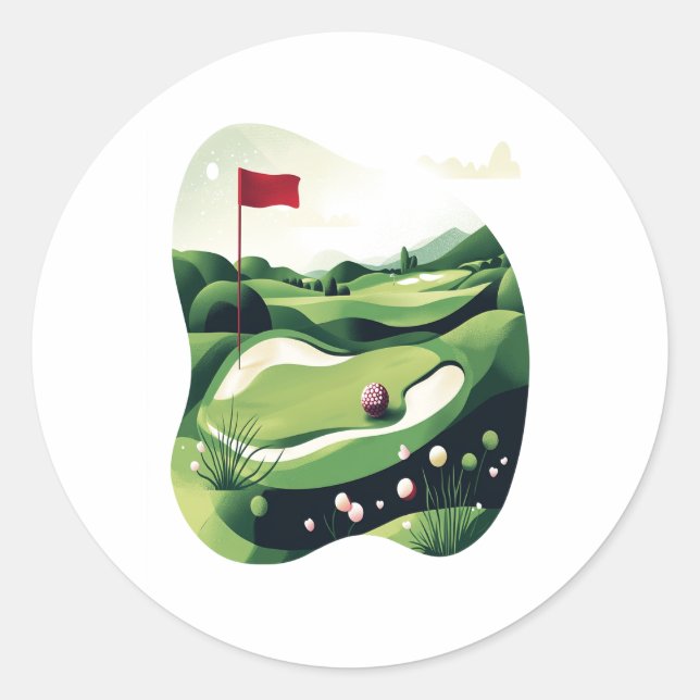 Sticker Rond Jouer au terrain de golf (Devant)
