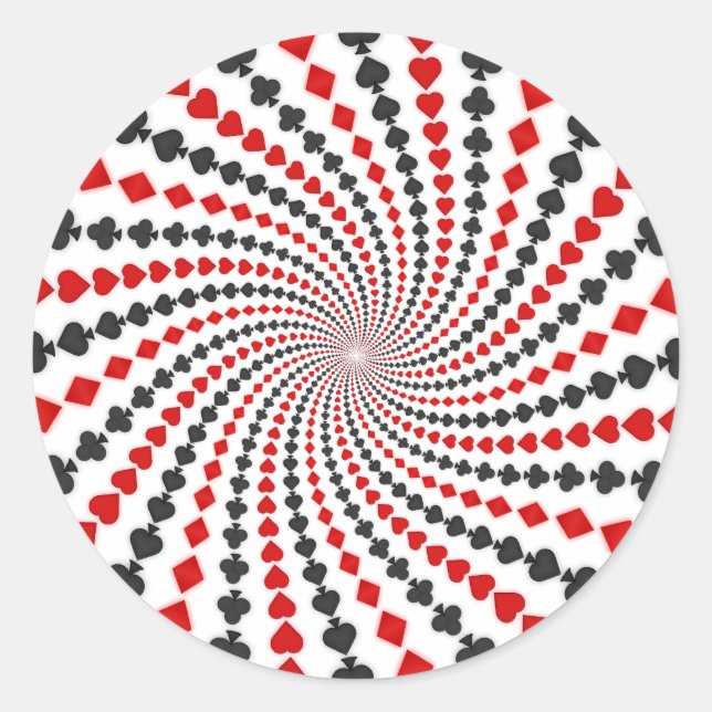 Sticker Rond Jouer Carte Convient Spiral : (Devant)