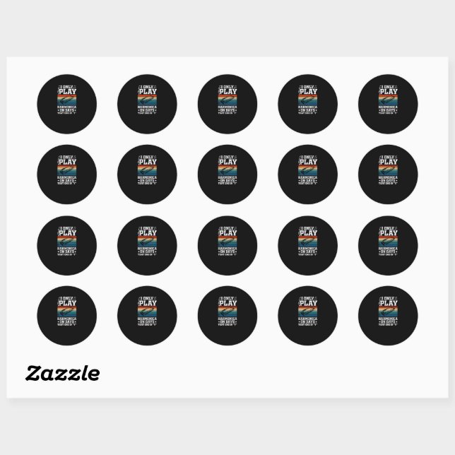 Sticker Rond Jouer Harmonica Les Jours Se Terminent En Y (Feuille)