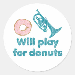 Sticker Rond Jouera du Mellophone pour les beignets