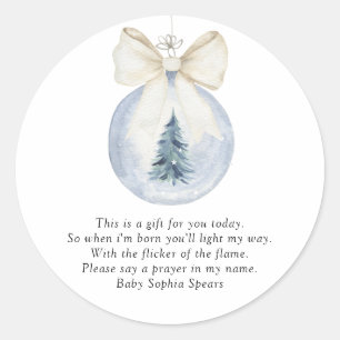 Sticker Rond Jouet boule d'arbre aquarelle - Prières pour bébé