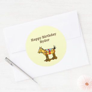Sticker Rond Jouet Cheval Art Vintage Editable Western