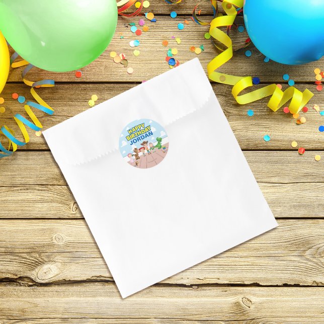 Sticker Rond Jouet Story Caractère Anniversaire (Sticker on treat bag)