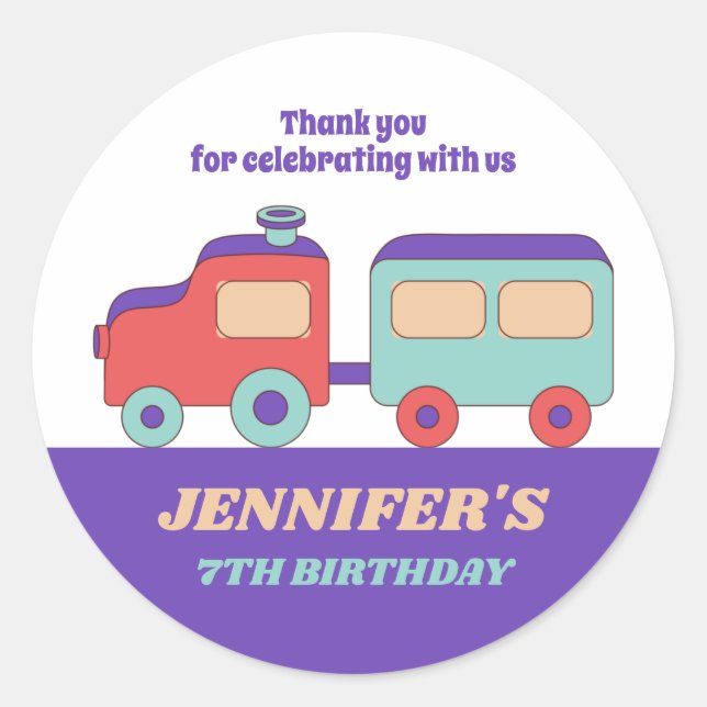 Sticker Rond Jouet Train Anniversaire de enfant Party Favoriser (Devant)
