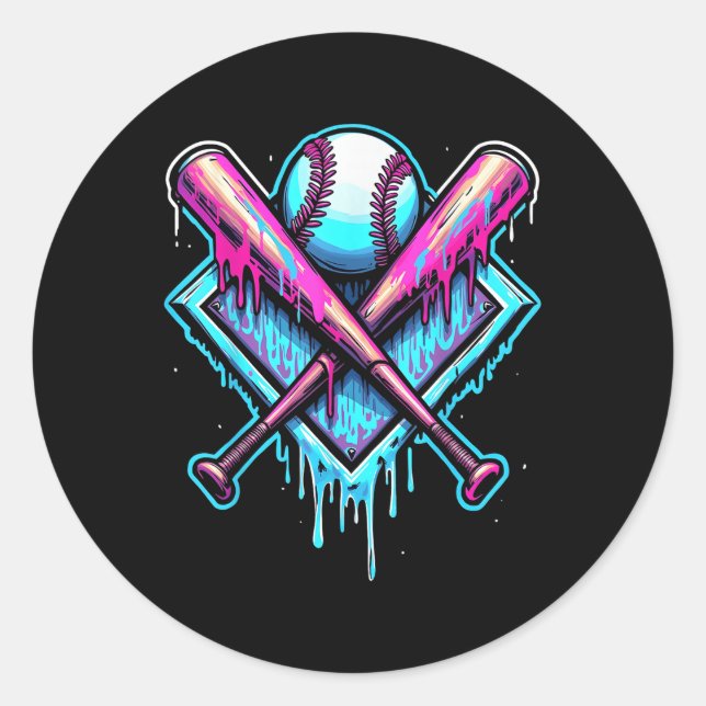 Sticker Rond Jouets De Baseball Accueil Plate Crème de glace Pl (Devant)