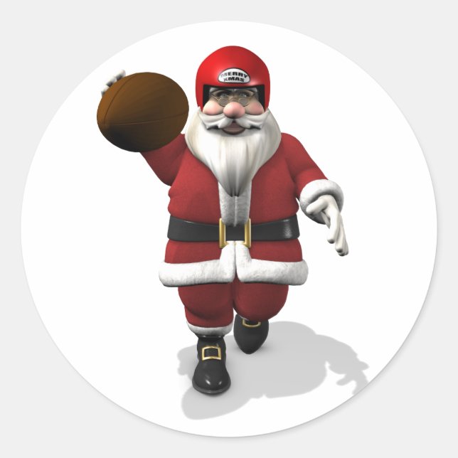 Sticker Rond Joueur américain du Père Noël (Devant)